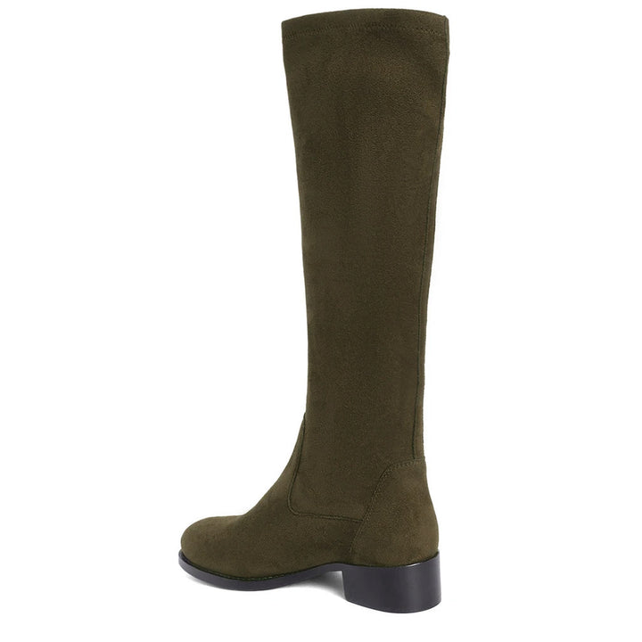 Saint Amy Olive Stretch suede Leather Knee High Boots