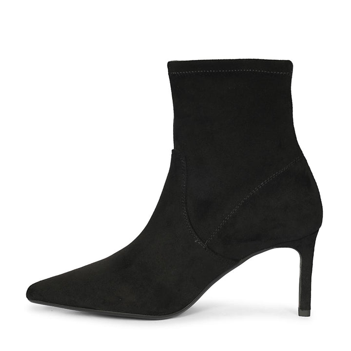 Saint Jemima Black Stretch Suede  Stiletto Ankle Boots