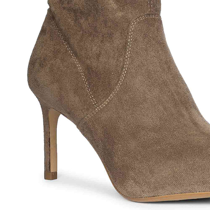 Saint Jemima Taupe Stretch Suede Stilettos Ankle Boots