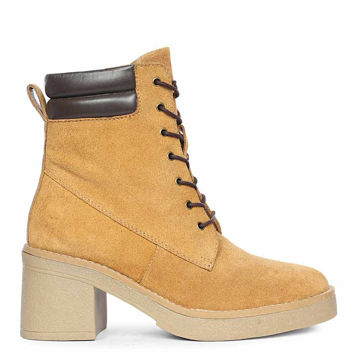 Saint Esme Tan Suede Leather Lace Up Boots