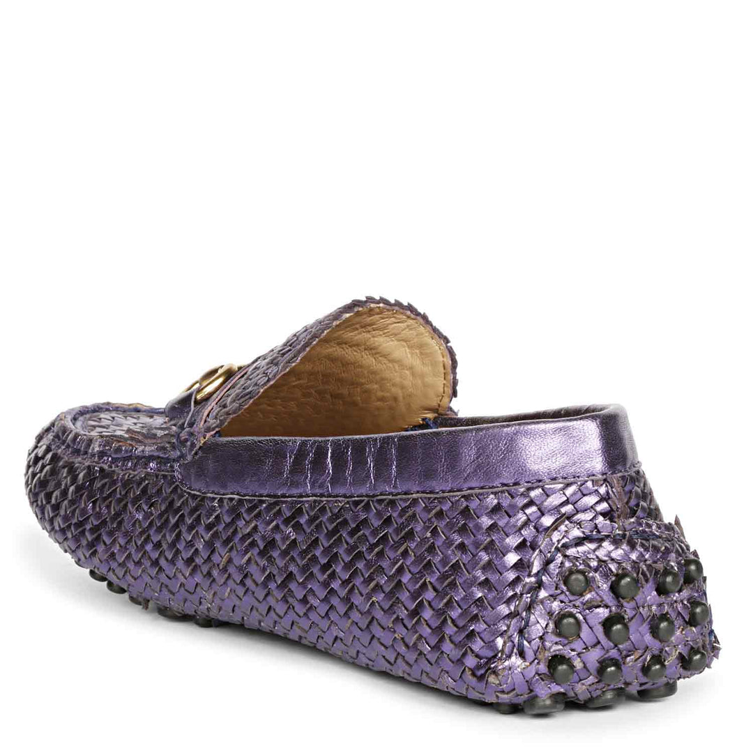 Saint Lucy Purple Woven Leather Loafers