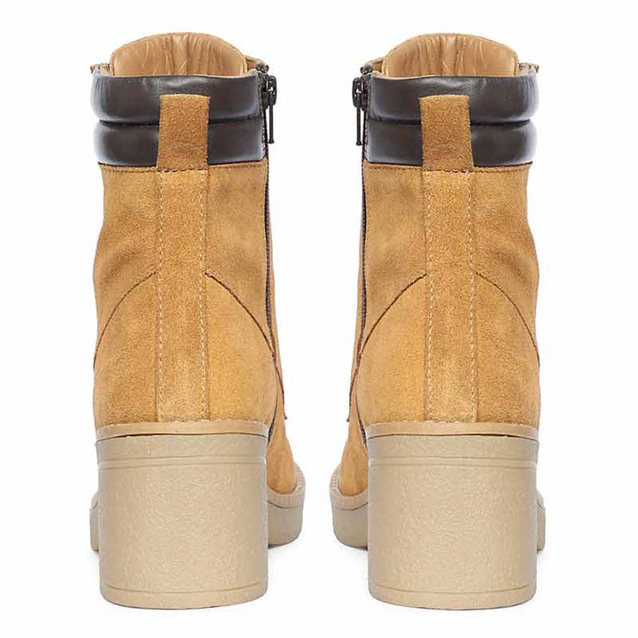 Saint Esme Tan Suede Leather Lace Up Boots