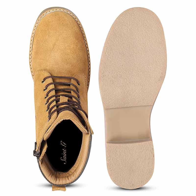 Saint Esme Tan Suede Leather Lace Up Boots
