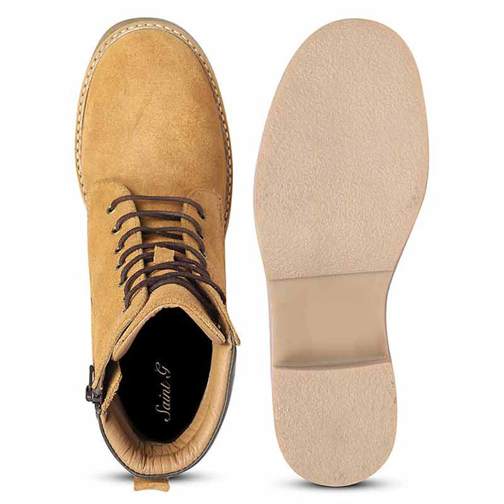 Saint Esme Tan Suede Leather Lace Up Boots