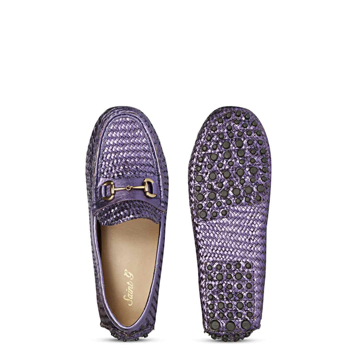 Saint Lucy Purple Woven Leather Loafers