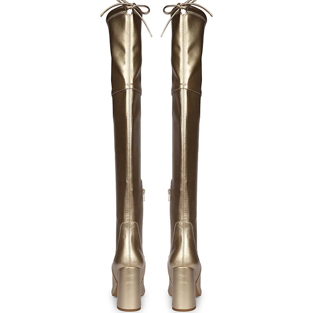 Saint Amara Gold Stretch Napa thigh high Boots