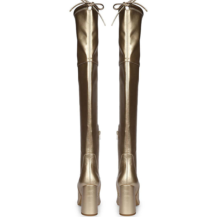 Saint Amara Gold Stretch Napa thigh high Boots
