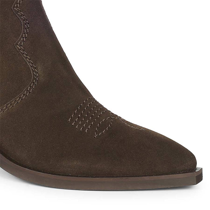 Saint Manon Brown Suede Leather Fringe Ankle Boots