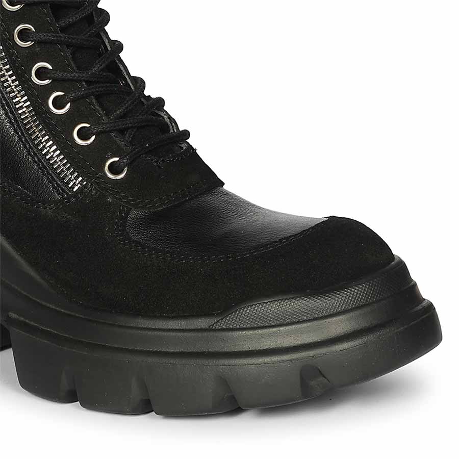 Saint Kendall Black Leather Lace Up High Ankle Boots