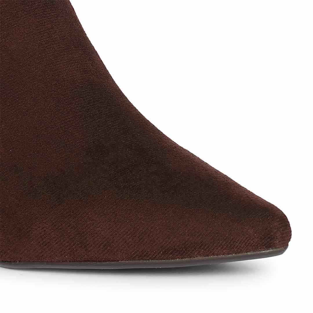 Saint Jemima Brown Stretch Suede Stiletto Ankle Boots