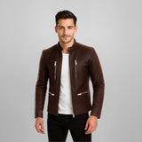 Saint Ellis chocolate Leather Men's Cafe Racer Jackets
