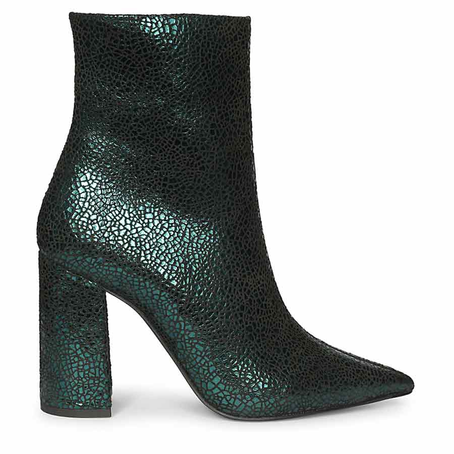 Saint Lorena Green Metallic Leather High Ankle Boots
