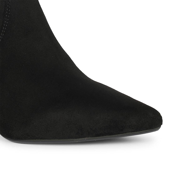 Saint Jemima Black Stretch Suede  Stiletto Ankle Boots