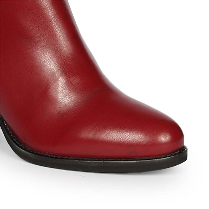 Saint Belinda Maroon Stretch Napa Thigh High Boots