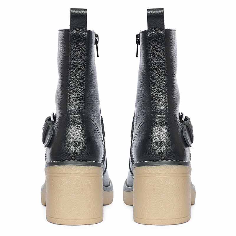 Saint Carmen Buckle Black Suede Leather Ankle Boots