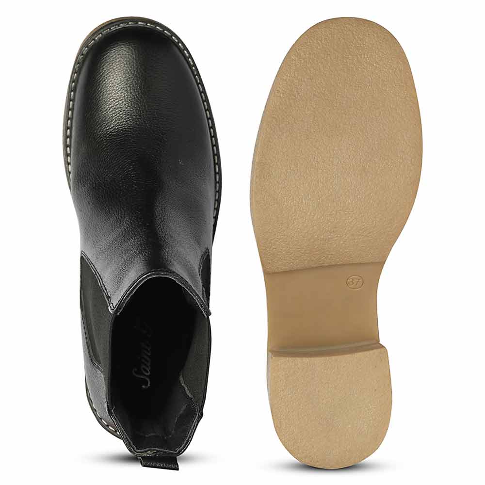 Saint Betsy Black Leather High Ankle Boots