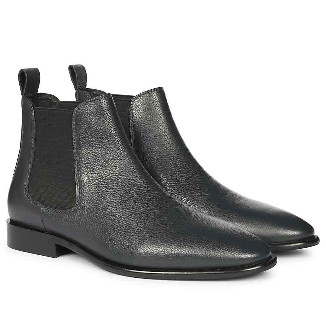Saint Tomas Navy Leather Chelsea Boots