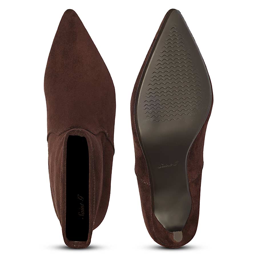 Saint Jemima Brown Stretch Suede Stiletto Ankle Boots