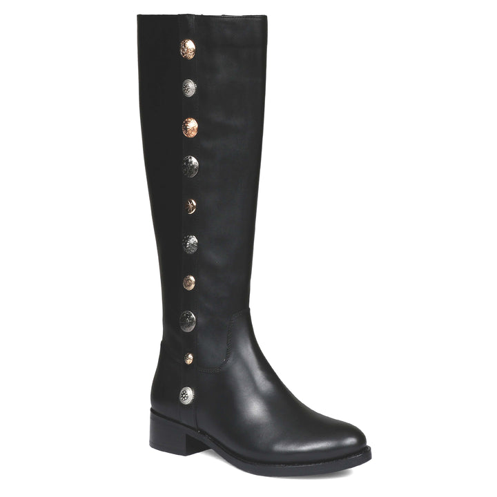 Saint Adriano Black Leather Knee High Boots