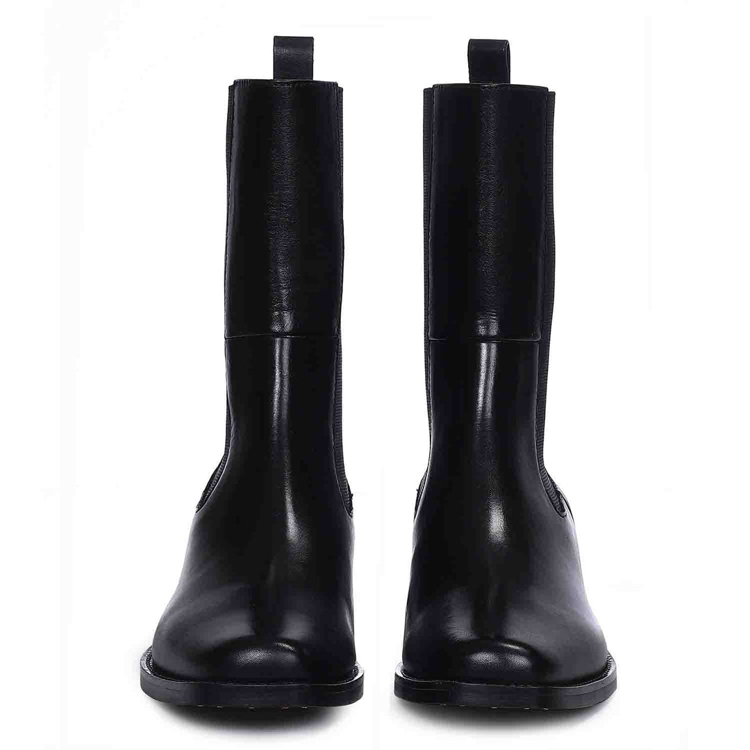 Saint Cassie Black Leather High Ankle  Boots