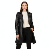 Saint Davina Black Leather Trench Coat