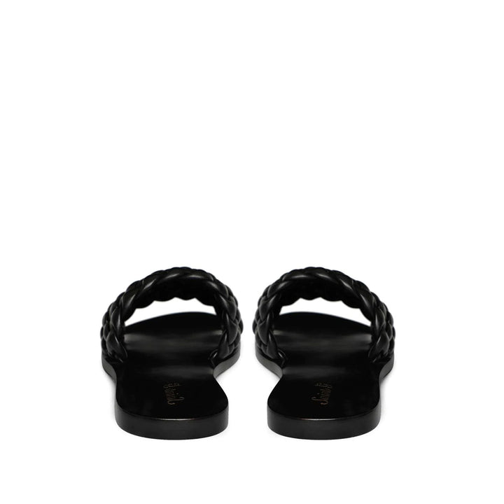 Saint Arianna Black Leather Handcrafted Woven Flats