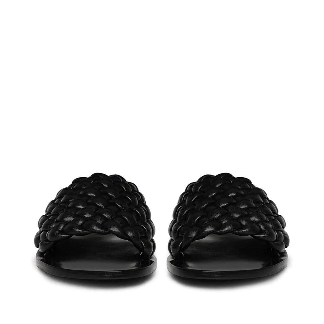 Saint Arianna Black Leather Handcrafted Woven Flats