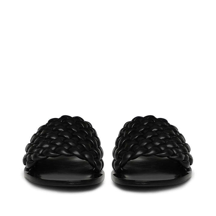 Saint Arianna Black Leather Handcrafted Woven Flats