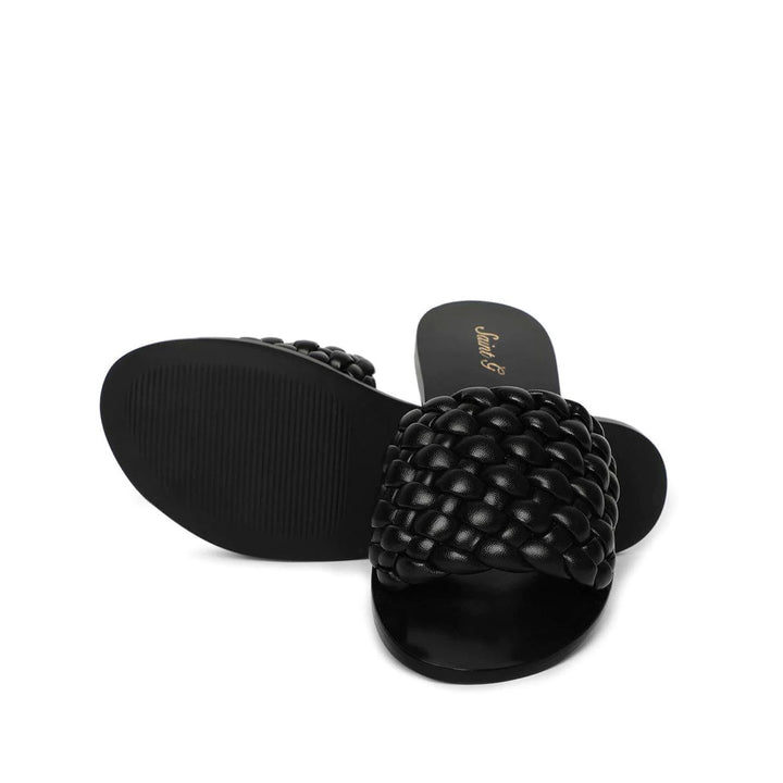 Saint Arianna Black Leather Handcrafted Woven Flats