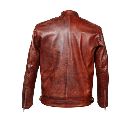 Saint Ellis Burgundy Leather Men's Cafe Racer Jackets