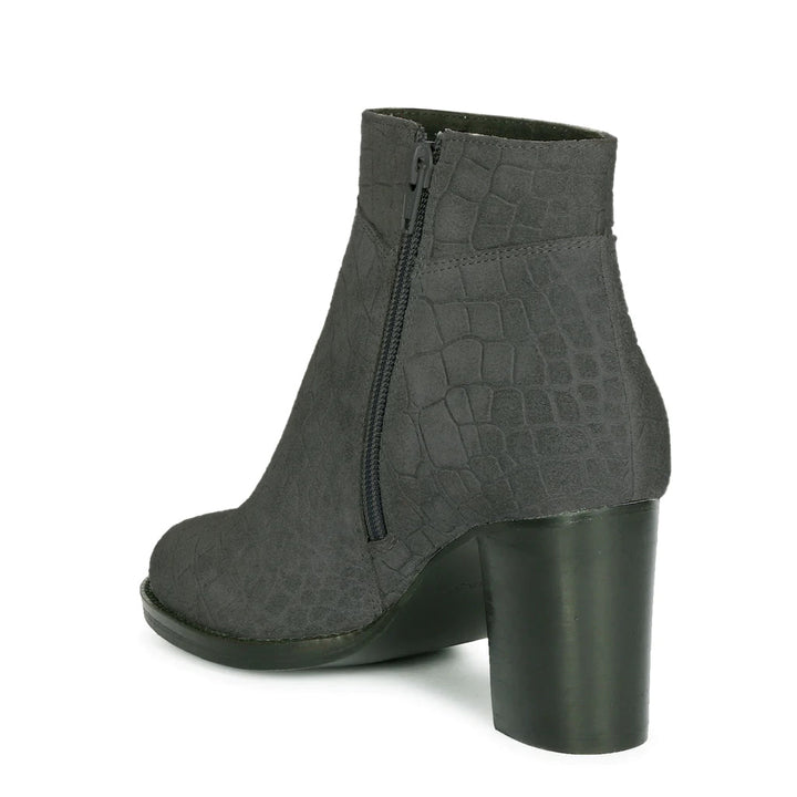 Fayette Grey Suede Croco Print Leather Ankle Boots