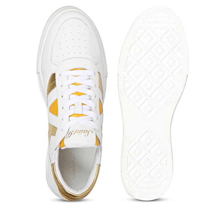 Saint Felix White & Yellow Leather Sneakers