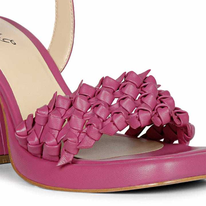 Saint Joy Fuxia Hand Woven Leather Block Heels