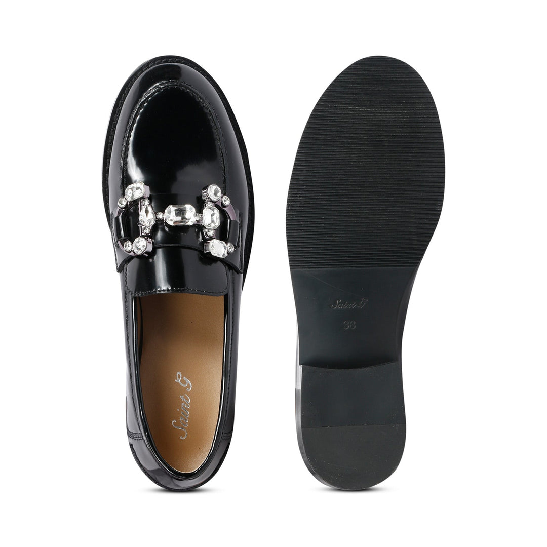 Saint Livia Black Leather Moccasins