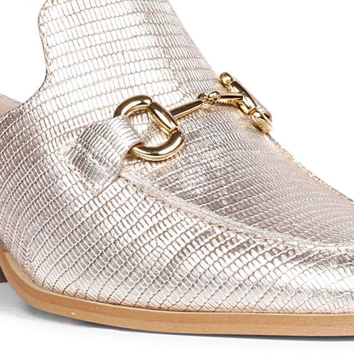 Saint Jasmine Gold Metallic Lizard Print Leather Moccasins