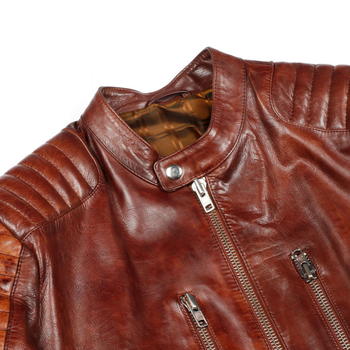 Saint Ellis Burgundy Leather Men's Cafe Racer Jackets