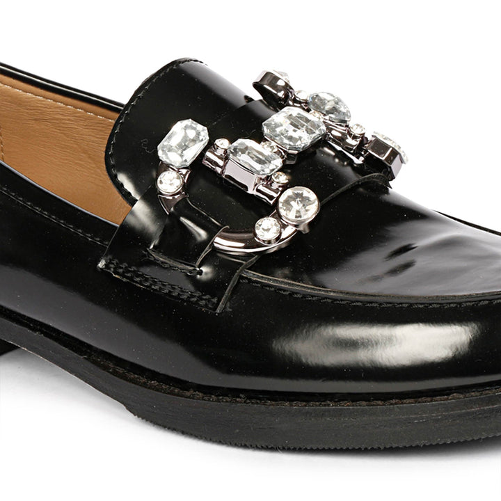 Saint Livia Black Leather Moccasins