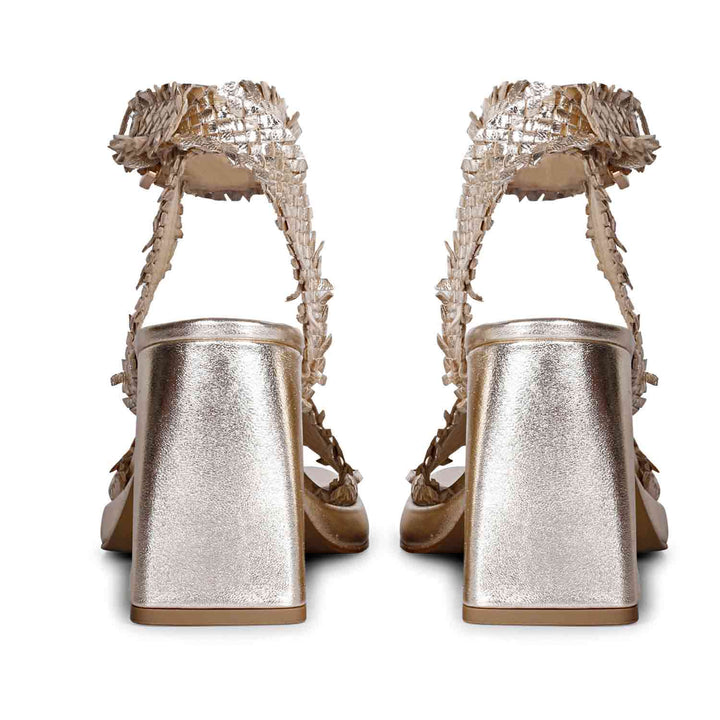 Gold Hand-Woven Leather Heels – Elevate Your Style with Saint Hannah"
