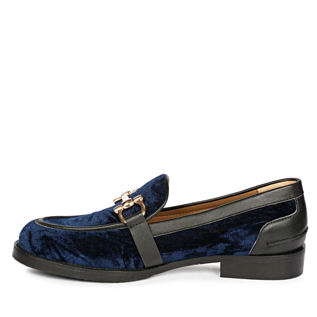 Saint Cinzia Blue Velvet Moccasins