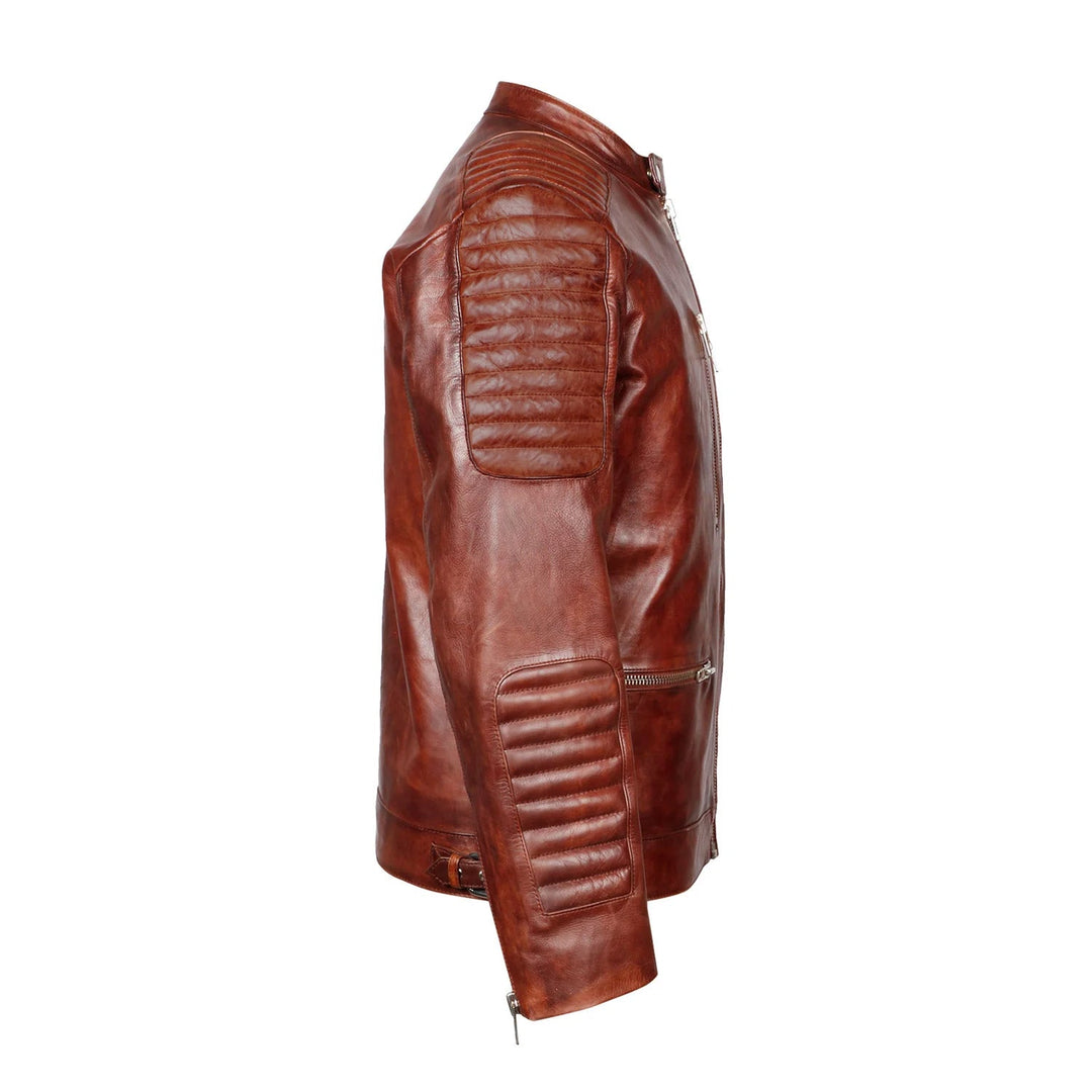 Saint Ellis Burgundy Leather Men's Cafe Racer Jackets