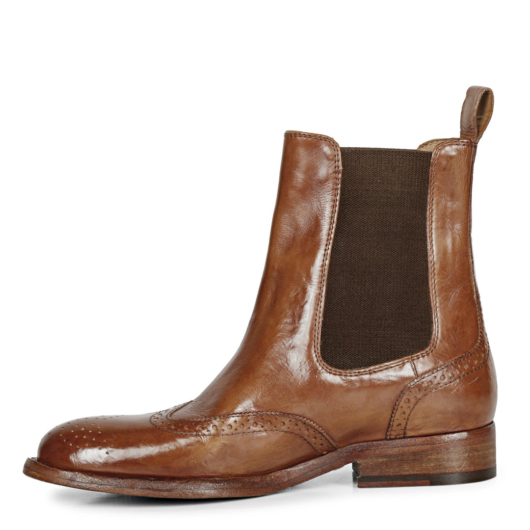 Saint Santina Cognac Leather Washed Ankle Boots