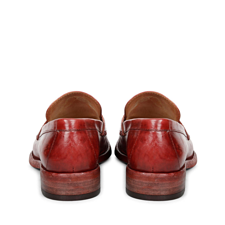 Saint Micola Red Leather Washed Moccasins