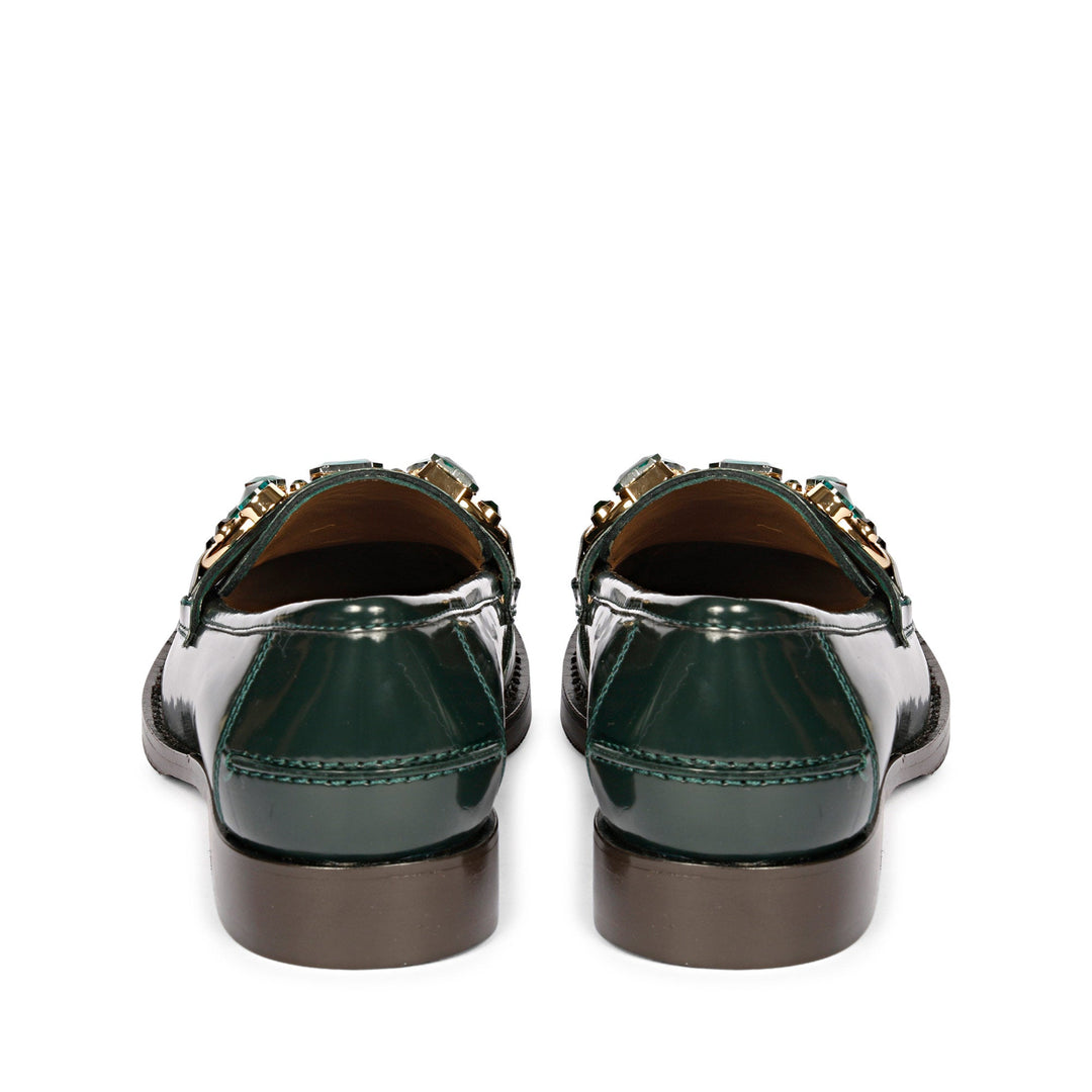 Saint Livia Green Leather Moccasins