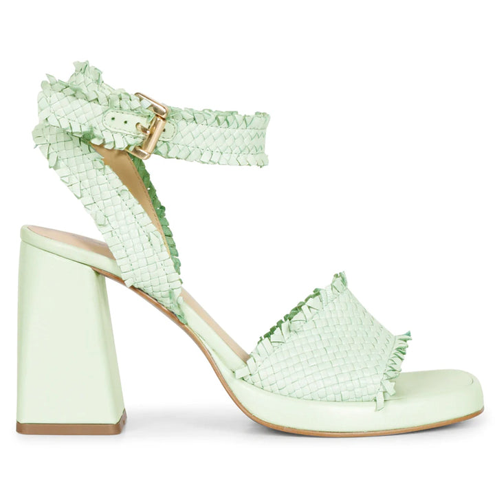 Saint Hannah Aqua Woven Leather Block Heels