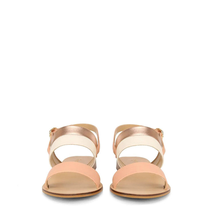 Saint Yina Rose Gold Double Straps Leather Flats