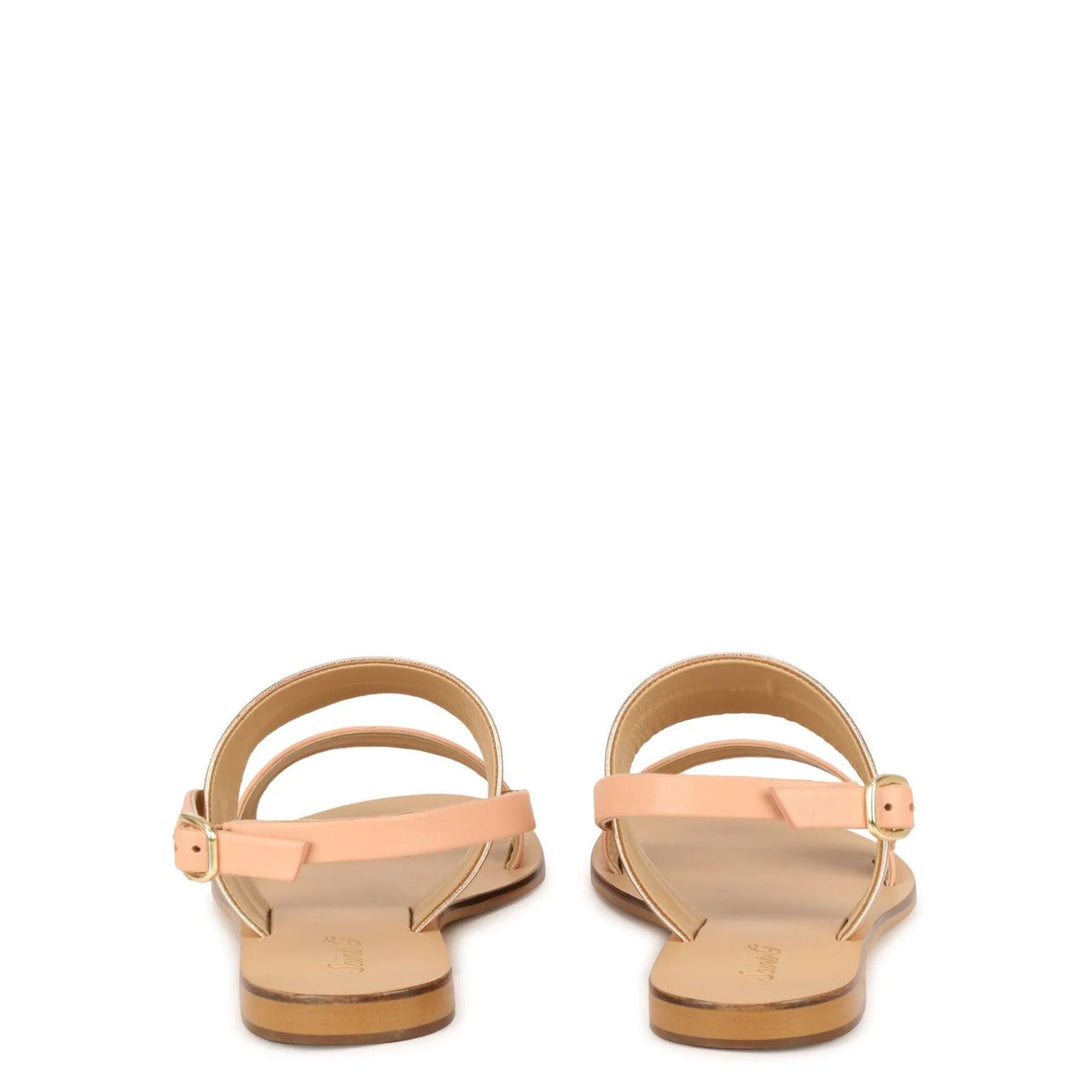 Saint Yina Rose Gold Double Straps Leather Flats