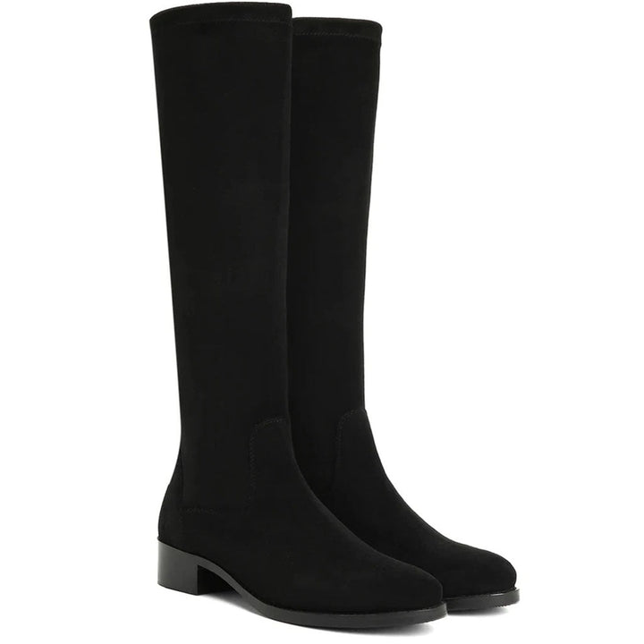 Saint Amy Black Stretch suede Leather Knee High Boots