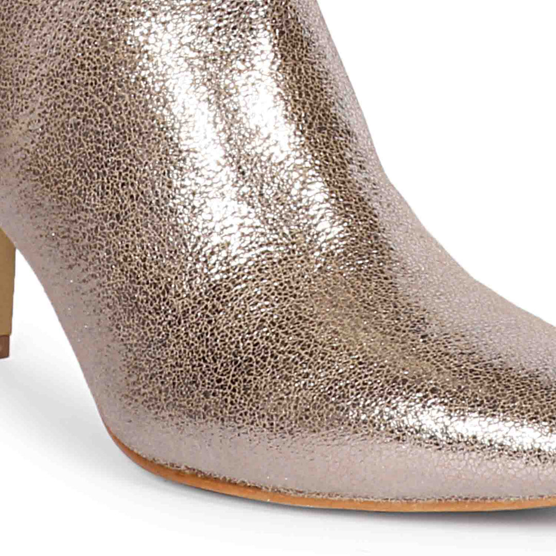 Saint Nayeli Silver Metallic Leather Calf Length Slouch Boots