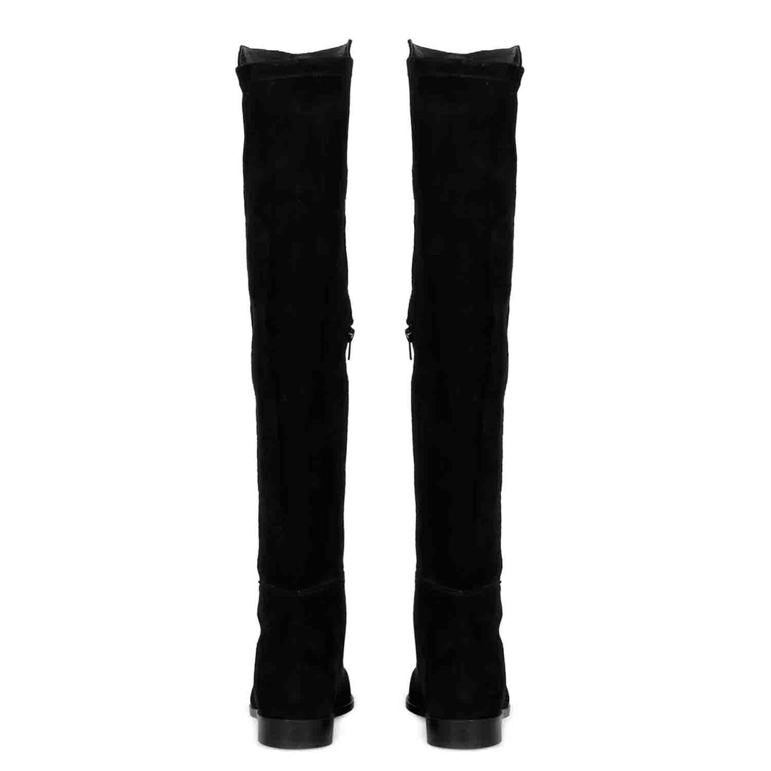 Saint Isabella Black Stretch Suede Above The Knee Boots