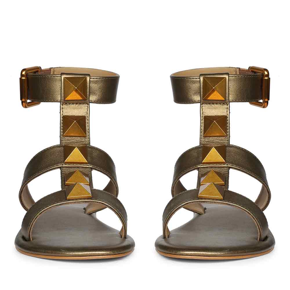 Saint Ida Metal Studded Bronze Metallic Leather Sandals